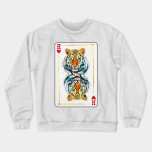 Tiger Head King of Hearts Playing Card Crewneck Sweatshirt